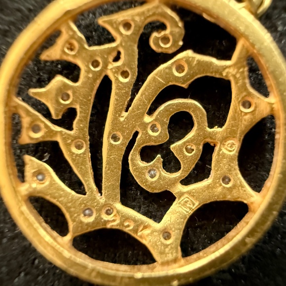 Designer CATHY WATERMAN 22K Yellow Gold Diamond LOVE Pendant LACY Chain Necklace - Picture 6 of 16